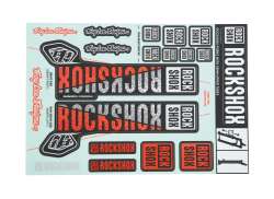 Rockshox Stickerset Troy Lee Design &#216;35mm - Zilver/Oranje