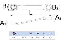 Unior 170/2 Ringsleutel/Ratelsleutel 10/11mm - Grijs