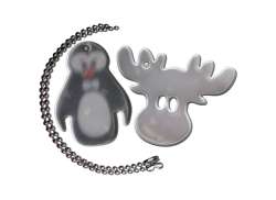 4-Act Keychain Reflective Penguin + Elk - Silver