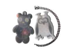 4-Act Keychain Reflective Teddy Bear + Owl - Silver