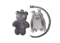 4-Act Keychain Reflective Teddy Bear + Owl - Silver