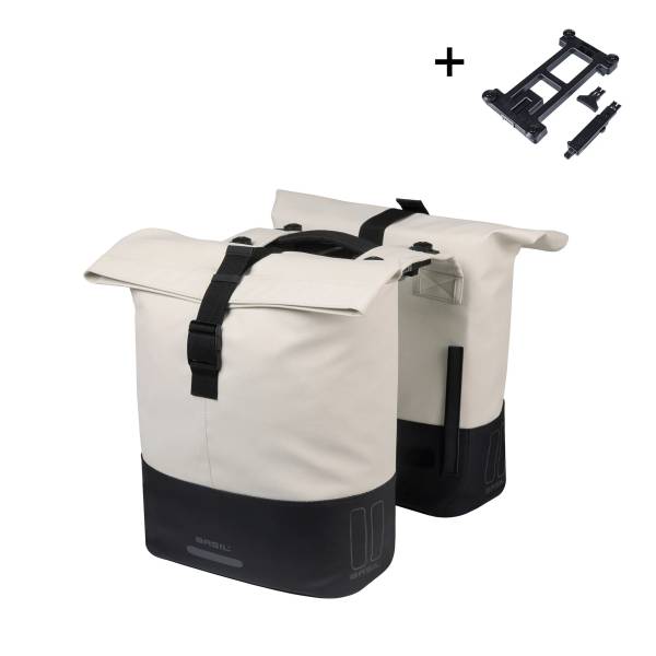 Basil City Borsa Doppia Da Bici MIK 28-32L Impermeabile - Con Piastra Adattatore Bloccabile, Rifrangente, Per Pendolari