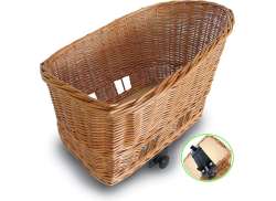 Dog Bike Basket Hand-Woven,Wicker Basket with Metal Cover,Dog Bike Basket with Good Water Resistance Rear Mount Willow Bicycle Basket for Cats Dogs Cage and Mounting Bracket Included 