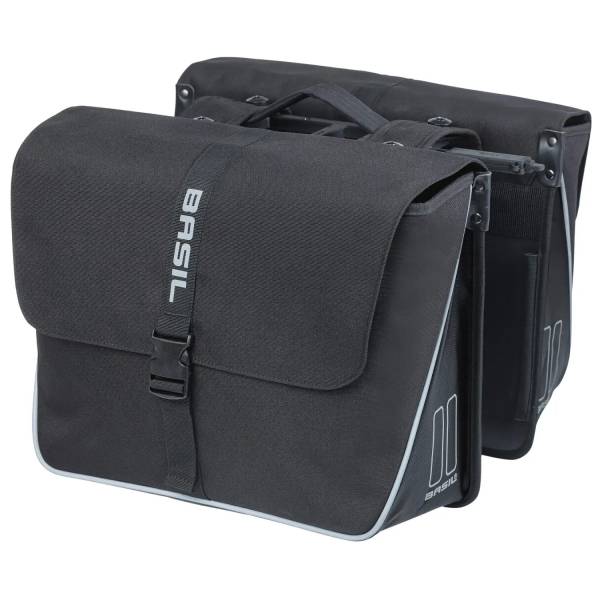 Basil Forte Double - Borsa Da Bicicletta 35L, Blu Navy, Impermeabile, Con Dettagli Riflettenti