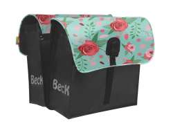 Beck Double Pannier 35L Flowers - Black/Cyan