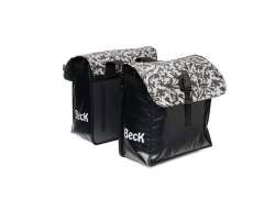 Beck Small Double Pannier 36L - Flowers Black/White