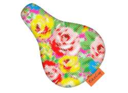 BikeCap Sadel Bed&aelig;kning B&oslash;rnecykel Stitchy Flowers - Multicolor