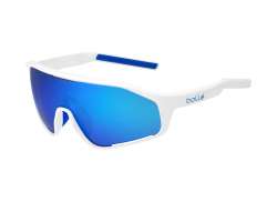 Boll&#233; Schalthebel Radsportbrille Braun Blau - Shiny Wei&#223;