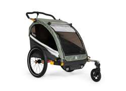Burley DLite X Double Bicycle Trailer 2-Child Sage Gr/Gray