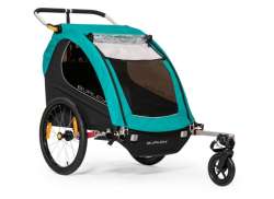 Burley Encore X 自行车拖车 2-儿童 - 黑色/绿松石色
