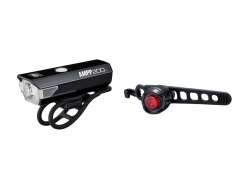 Cateye AMPP200/LD160R 照明セット LED バッテリー - ブラック