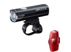 Cateye AMPP400S Set Luce 200 Lux USB-C - Nero