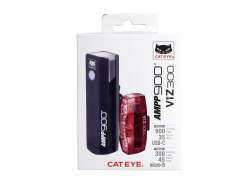 Cateye AMPP900/VIZ300 Lampset - Zwart