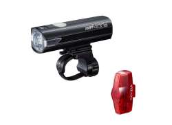 Cateye Lampset 100/400Lumen Oplaadbaar - Zwart/Rood