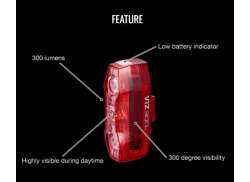Cateye ViZ300 Far Spate LED USB - Roșu