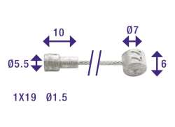 Cordo Binnen Remkabel &#216;1,5mm 2250mm Verzinkt - Zilver