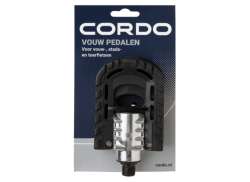 Cordo Folding Pedal 9/16 Inch Extra Grip - Black/Silver