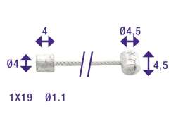 Cordo Inuti Kabel Växelreglage Ø1,5mm 2250mm Inox - Silver