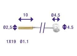 Cordo Schimbător Cablu Interior &Oslash;1.1mm 2250mm Galvanizat - Argintiu