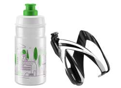Elite Ceo / Jet Water Bottle + Holder Bl/White/Green - 350cc