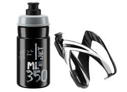 Elite Ceo / Jet Water Bottle + Holder Black/White - 350cc