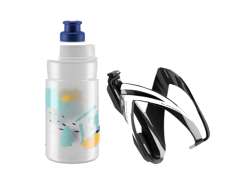 Elite Ceo Water Bottle + Bottle Cage White/Black - 350cc