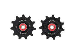 Elvedes Derailleurwieltjes 2x11T 12V SH - Zwart/Rood (2)