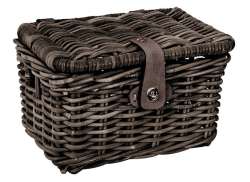 FastRider Rattan Mini Bicycle Basket With Flap - Brown