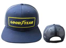 GoodYear フラット ビル Trucker キャップ - ブルー/イエロー