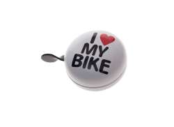 HBS Cykelringklocka I Love My Bike 80mm Ding Dong - Vit