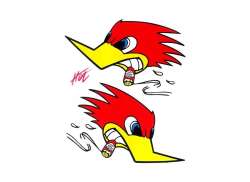 HBS Fiets Sticker Woodpecker Smoking 14 x 16 cm