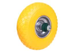 HBS Wheelbarrow Wheel 3.00 x 4.00 With Axle - Yellow/Silver