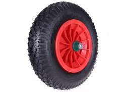 HBS Wheelbarrow Wheel 4.00 x 8.00\" 15\" With Axle - Black/Red