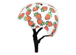 Kiddimoto Strawberry B&oslash;rnehjelm R&oslash;d/Hvid - S 48-52 cm