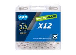 KMC X12 Catena Bici Waxed 12V 11/128 126 Raccordo - Argento