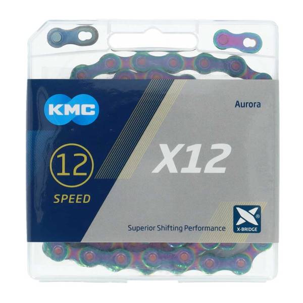 Chaîne De Vélo KMC TT12 12 Vitesses, Cirée, Neo Chrome, 126 Maillons | Compatible Tous Systèmes 12V (sauf SRAM Eagle T-Type)