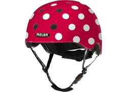 Melon Cască Dotty Alb Roșu - M/L 52-58 cm