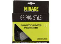 Mirage Grips in Style Handvatten + Bar end 134mm - Zw/Grijs