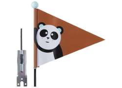 PexKids Barns Cykelflagga Panda - Brun
