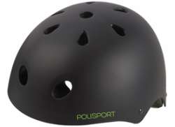 Polisport グラフィティ サイクリング ヘルメット マット ブラック/グリーン - 53-55cm