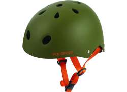 Polisport Tag 사이클링 헬멧 매트 그린/오렌지 - 53-55cm