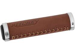 Ritchey グリップ Classic 130mm ロックリング レザー - ブラウン