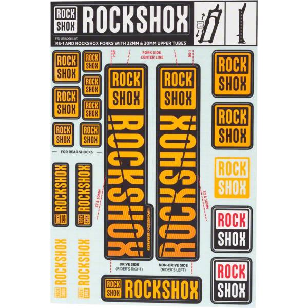 Rockshox Etiket Sæt For. Ø30/32mm Forgaffel - Orange