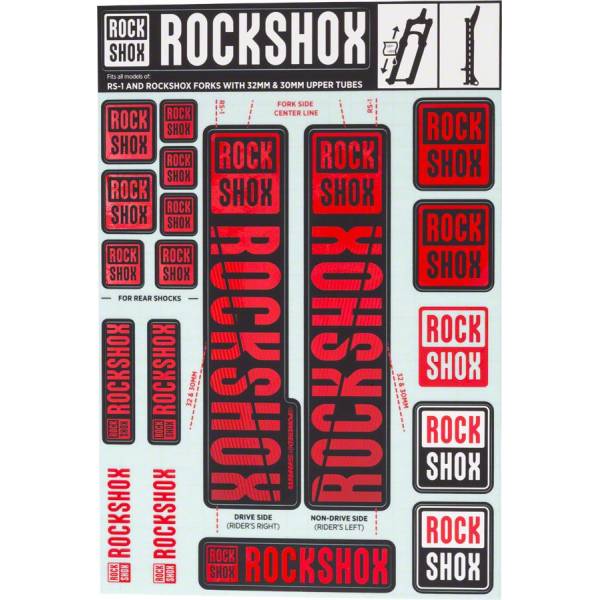 Rockshox Etiket Sæt For. Ø30/32mm Forgaffel - Rød