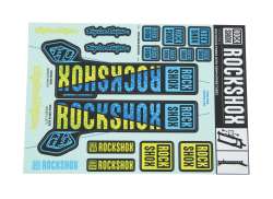 Rockshox Stickerset Troy Lee Design Ø35mm - Blauw/Geel