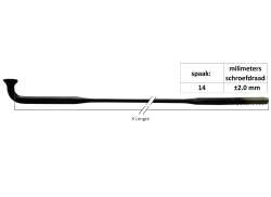 Sapim CX-Ray 스포크 14 242mm 플랫 + 니플 - 블랙 (20)