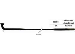 Sapim 플랫 스포크 14 CX-Ray + 니플 296mm - 블랙 (20)