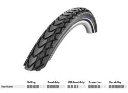 Schwalbe Marathon Mondial 轮胎 28 x 1.75" 反光 - 黑色