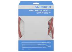 Shimano 브레이크 케이블 세트 레이스 PTFE - 레드