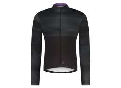 Shimano Vertex Print Tricou Cu M&acirc;necă Lungă Pentru Ciclism Bărbați Negru/Gri Line - M